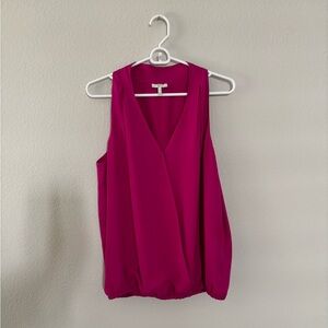 Joie Naya Sleeveless Mock Wrap Silk Blouse Fuchsia Pink Magenta Women’s Size M